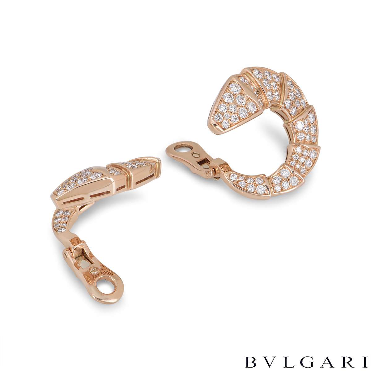 Bvlgari Rose Gold Diamond Serpenti Earrings